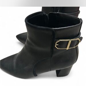 Cole Haan Black Ankle Booties with Gold Buckle